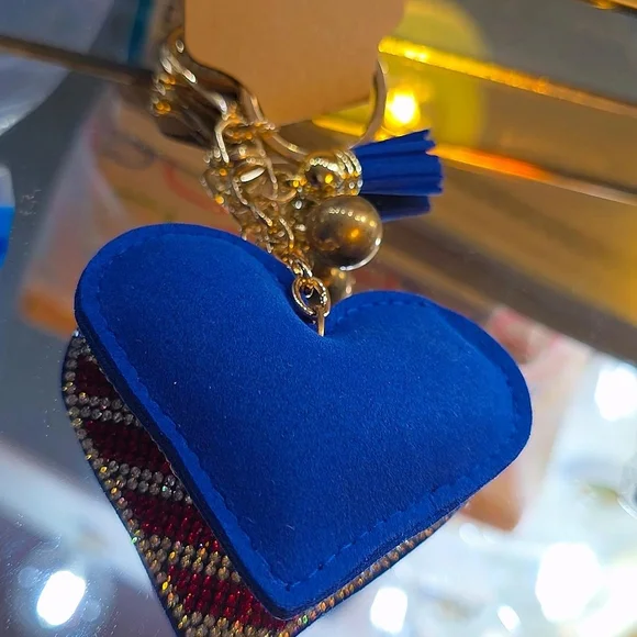 Red and Blue Rhinestone Keychain - Picture 4 of 5
